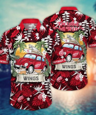 Detroit Red Wings Nhl Hawaiian Shirt Lush Greenerytime Aloha Shirt
