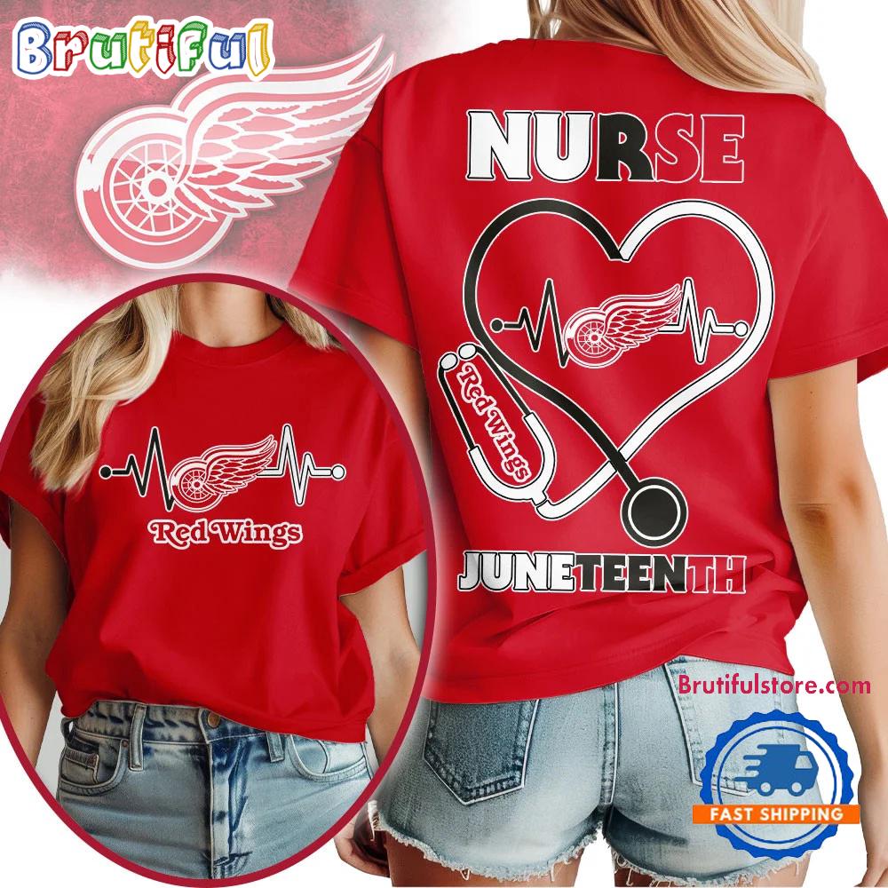 Detroit Red Wings Nhl Nurse Appreciation Juneteenth Unisex 3D Shirt
