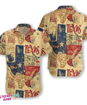 Don’T Mess With Texas Longhorns Shirt, Casual Short Sleeve State Of Texas Hawaiian Shirt For Men, Patriotic Texas Gift Ideas