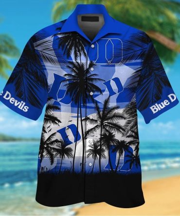 Duke Blue Devils Hawaiian Short Sleeve Button Up Tropical Shirt