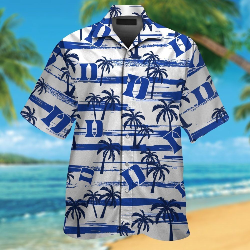 Duke Blue Devils Short Sleeve Button Up Tropical Hawaiian Shirt Ver011