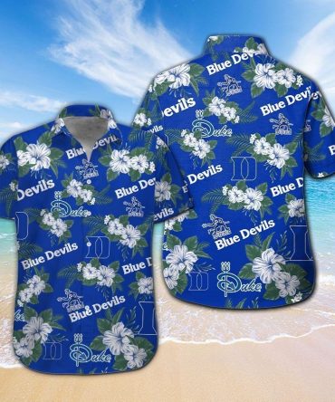 Duke Blue Devils Short Sleeve Button Up Tropical Hawaiian Shirt Ver020