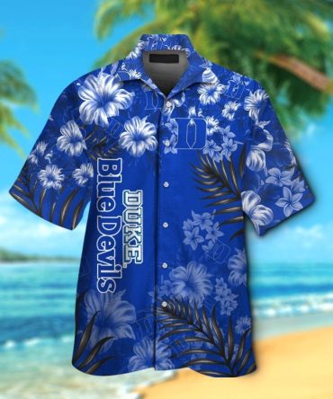 Duke Blue Devils Short Sleeve Button Up Tropical Hawaiian Shirt Ver024
