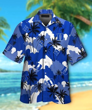 Duke Blue Devils Short Sleeve Button Up Tropical Hawaiian Shirt Ver025