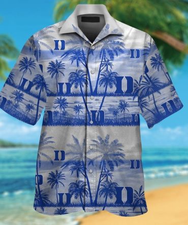 Duke Blue Devils Short Sleeve Button Up Tropical Hawaiian Shirt Ver026