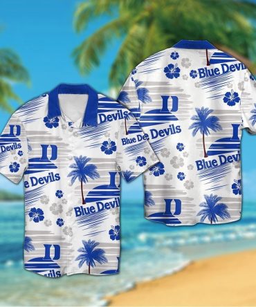 Duke Blue Devils Short Sleeve Button Up Tropical Hawaiian Shirt Ver027