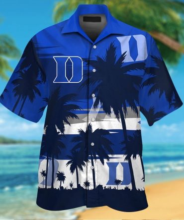 Duke Blue Devils Short Sleeve Button Up Tropical Hawaiian Shirt Ver028