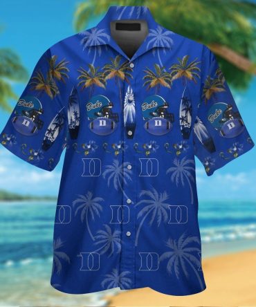 Duke Blue Devils Short Sleeve Button Up Tropical Hawaiian Shirt Ver029
