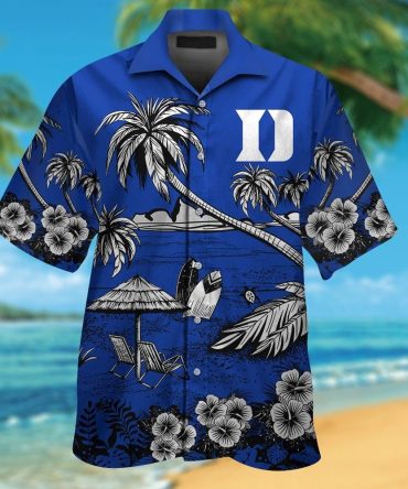Duke Blue Devils Short Sleeve Button Up Tropical Hawaiian Shirt Ver030