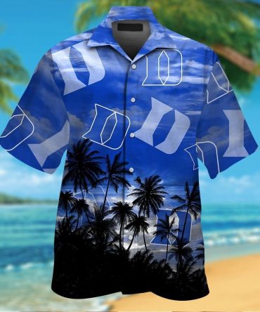 Duke Blue Devils Short Sleeve Button Up Tropical Hawaiian Shirt Ver031