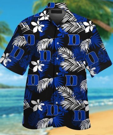 Duke Blue Devils Short Sleeve Button Up Tropical Hawaiian Shirt Ver032