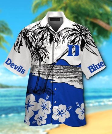 Duke Blue Devils Short Sleeve Button Up Tropical Hawaiian Shirt Ver033