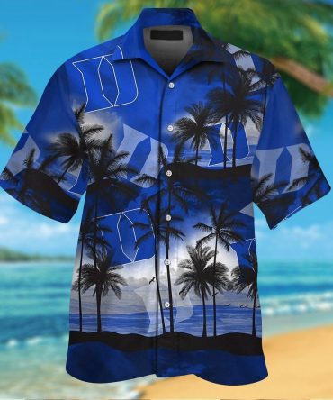 Duke Blue Devils Short Sleeve Button Up Tropical Hawaiian Shirt Ver09