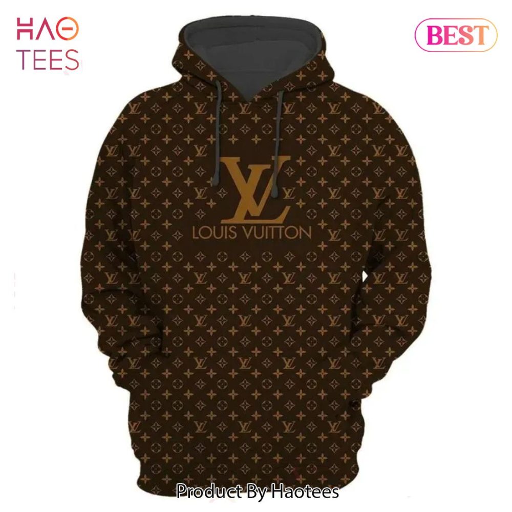 Fashion Luxury Brand Lv Louis Vuitton Brown Monogram Unisex Hoodie For Men Women