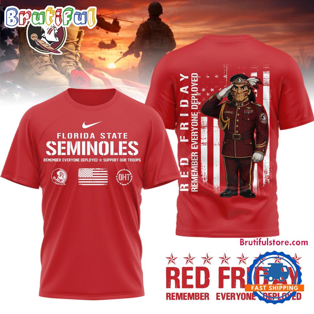 Florida State Seminoles Ncaa Red Friday Remember Everyone Deployed Limited 3D Shirt