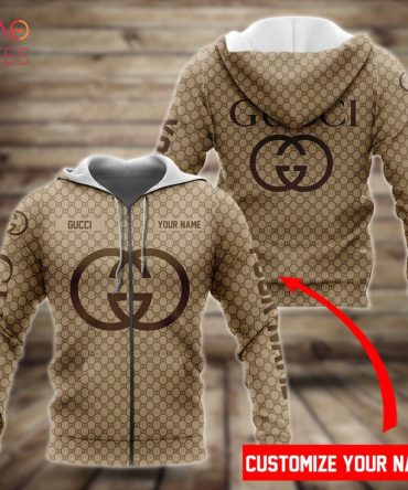Gucci Light Brown Mix Full Printing Luxury 3D Hoodie Limited Edition