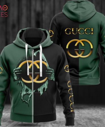 Gucci Black Mix Green Luxurt 3D Hoodie Pod Design