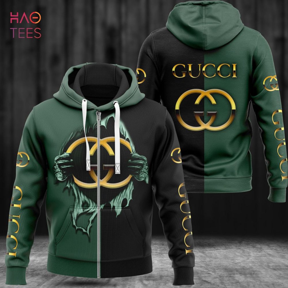 Gucci Black Mix Green Luxurt 3D Hoodie Pod Design