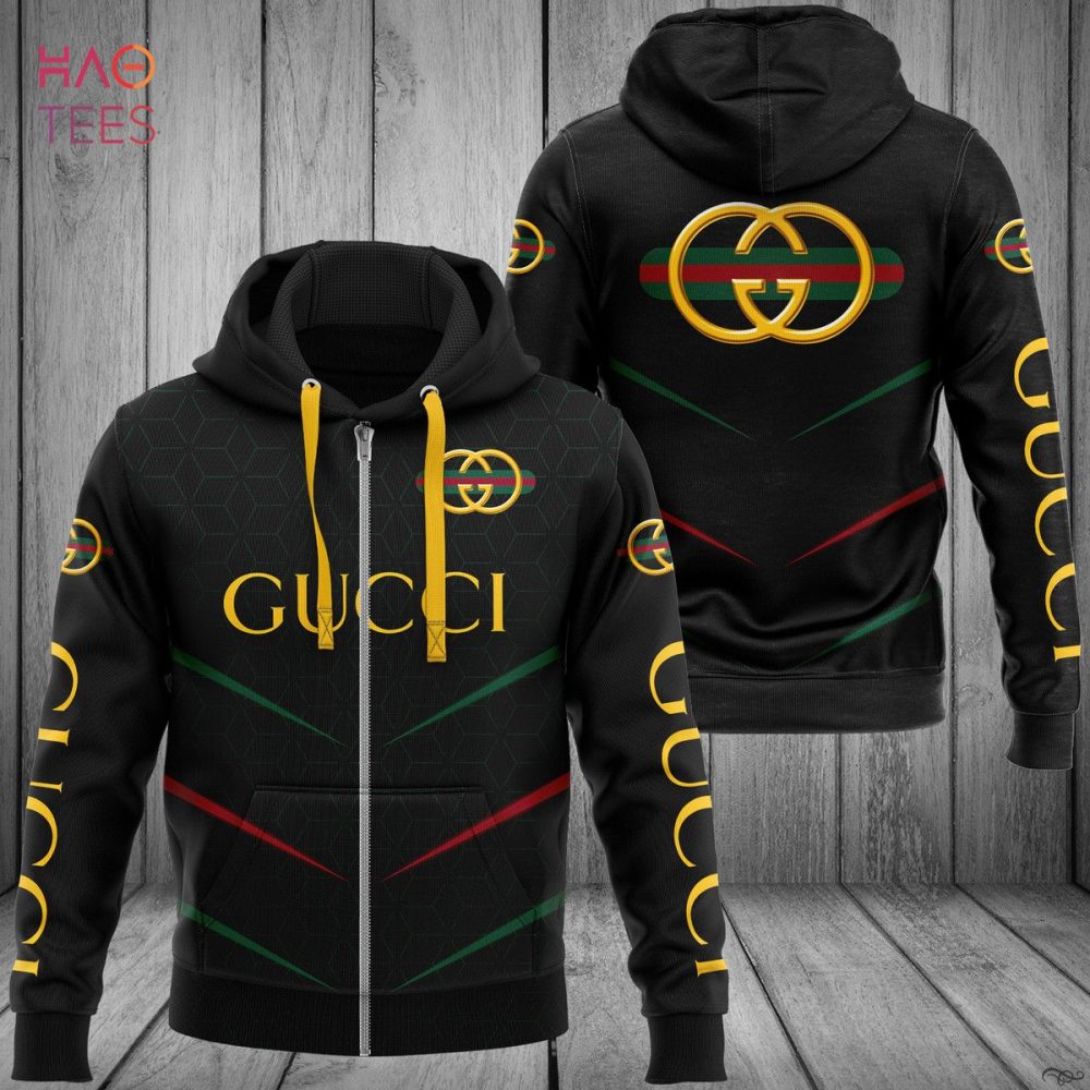 Gucci Gold Logo Luxury 3D Hoodie Limited Edition