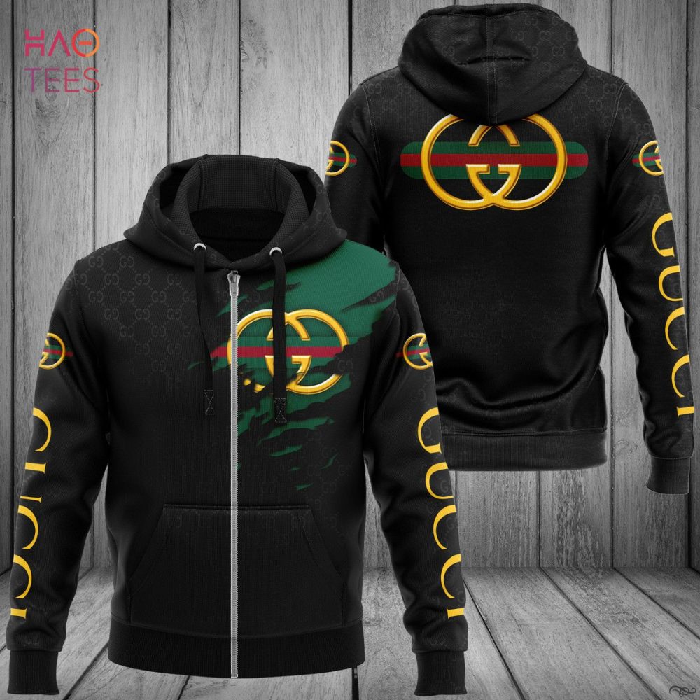 Gucci Black Gold Green Luxury Hoodie Limited Edition