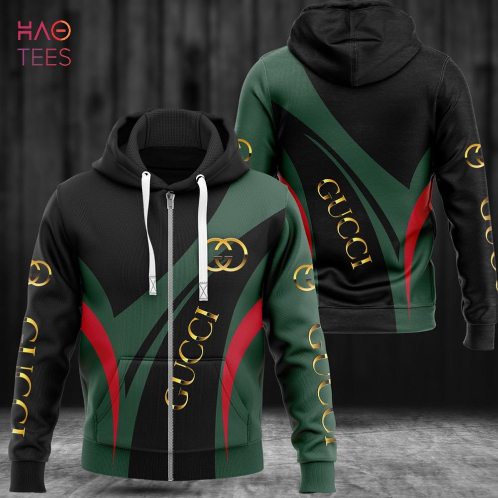 Gucci Luxury Brand Green Mix Black Hoodie Limited Edition