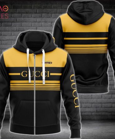 Gucci Luxury Brand Gold Black Hoodie Limited Edition