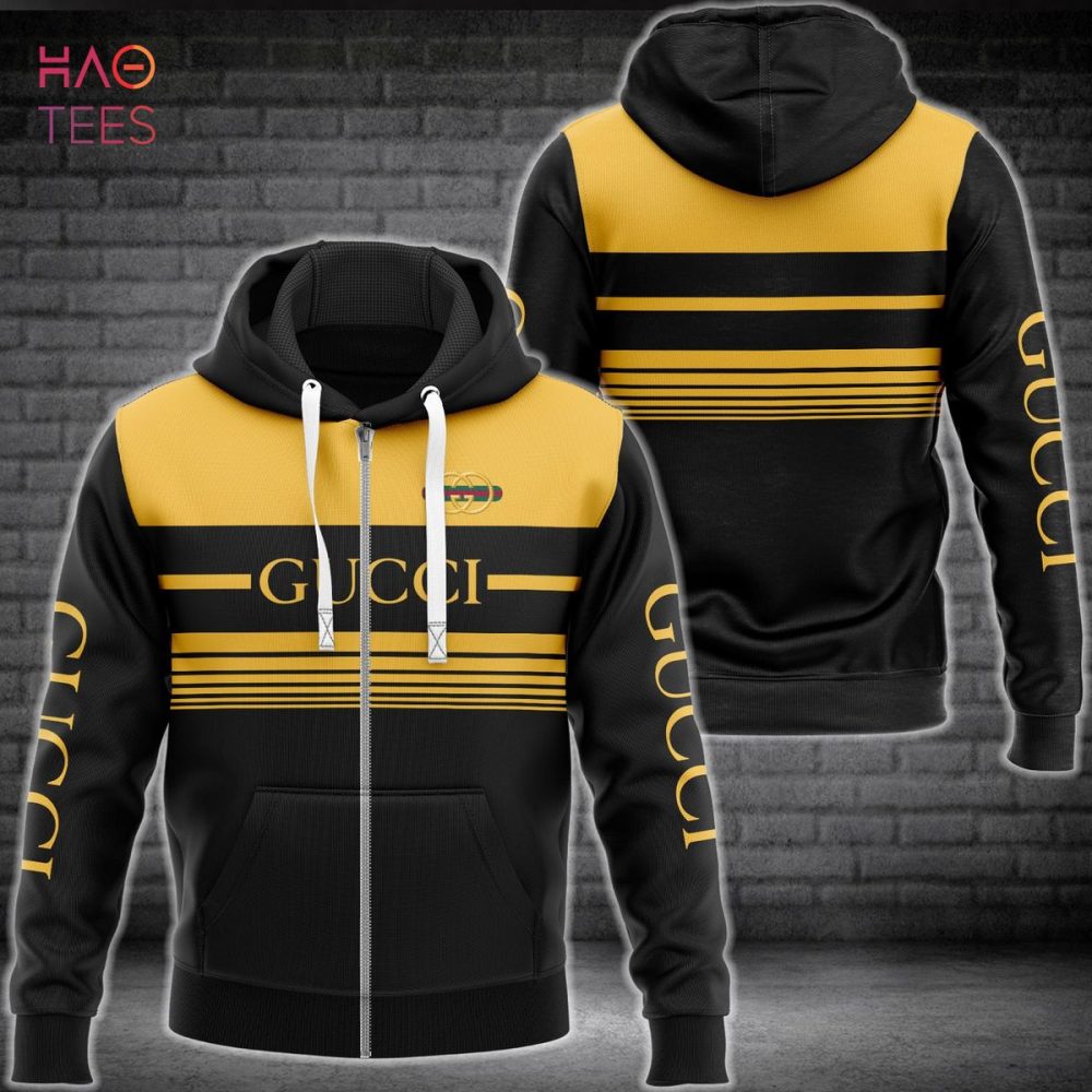 Gucci Luxury Brand Gold Black Hoodie Limited Edition