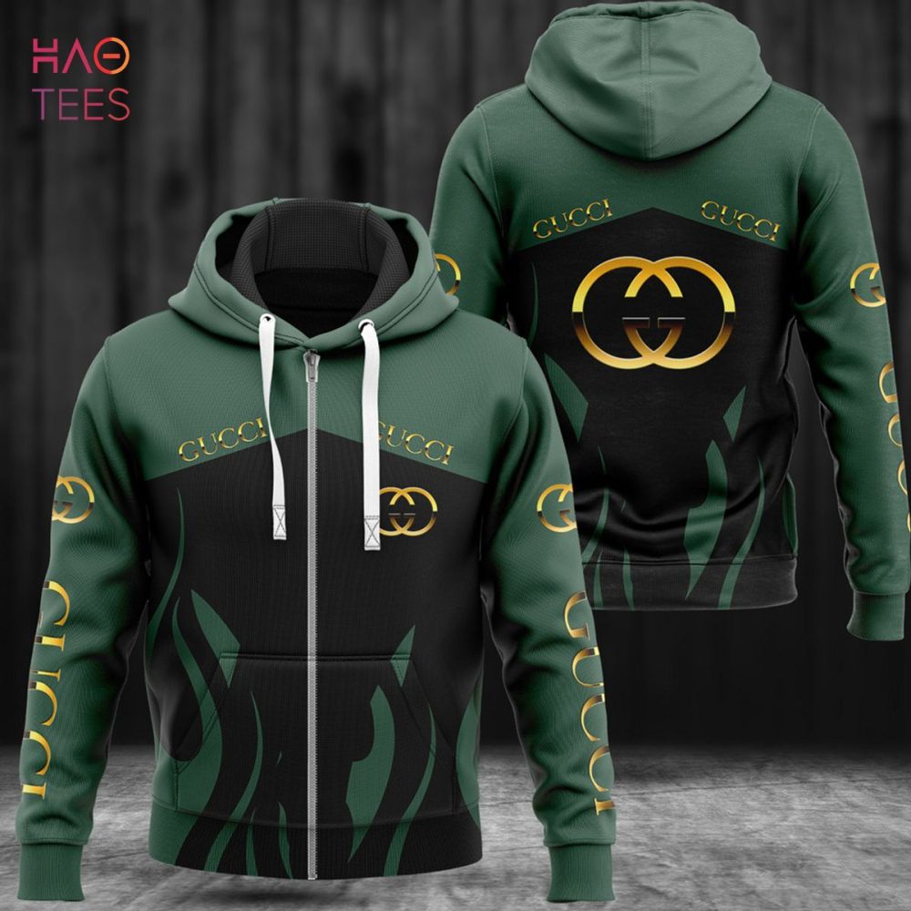 Gucci Black And Green Luxury Hoodie Limited Edition
