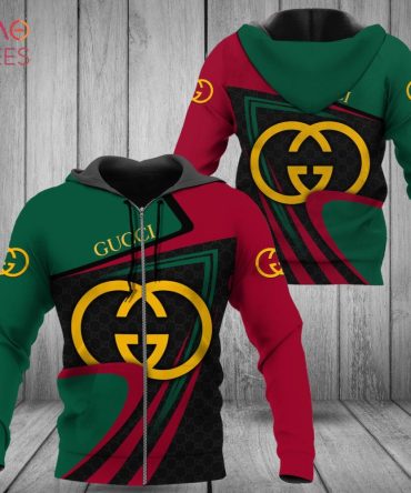 Gucci Luxury Brand Big Gold Logo 3D Hoodie Limited Edition