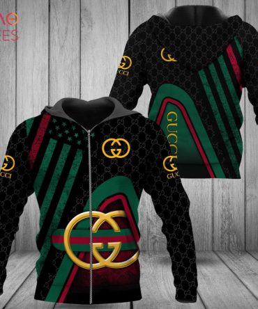 Gucci Stripe Green Color Luxury Hoodie Limited Edition
