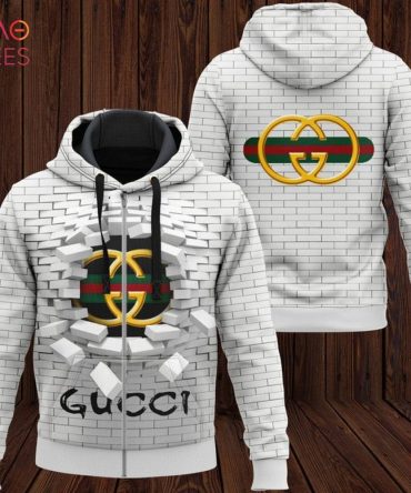 Gucci Luxury Brand White Color 3D Hoodie Limited Edition