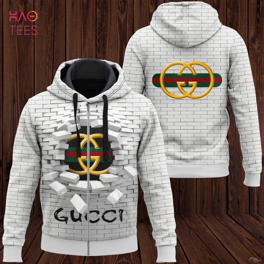 Gucci Luxury Brand White Color 3D Hoodie Limited Edition