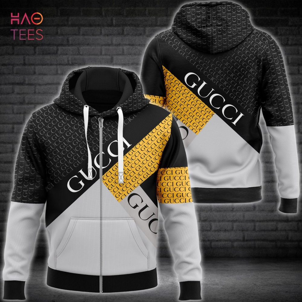 Gucci Grey Black Gold Luxury Hoodie Limited Edition