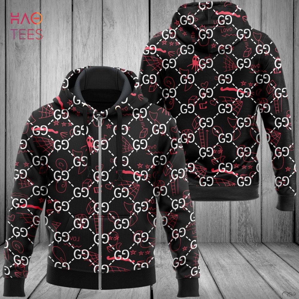 Gucci Red Black Full Printing Luxury 3D Hoodie Limited Edition