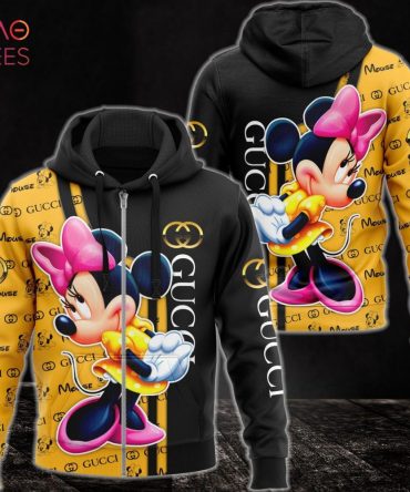 Gucci Pink Mickey Mix Black Gold Luxury 3D Hoodie Limited Edition