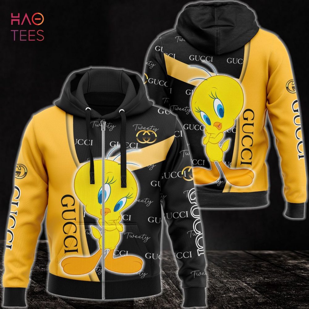Gucci Tweety Black And Gold Luxury 3D Hoodie Pod Design