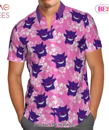 Gengar Tropical Floral Hawaiian Shirt Anime Shirt For Men Women