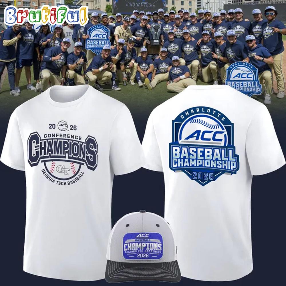 Georgia Tech Yellow Jackets Baseball Acc Tournament Champions 2026 Limited Edition 3D Shirt