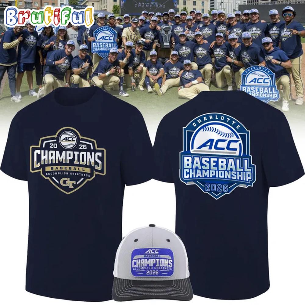 Georgia Tech Yellow Jackets Baseball Acc Tournament Champions 2026 New Design T Shirt