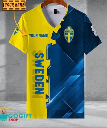 Sweden National Soccer Team V-Neck Shirt Jersey