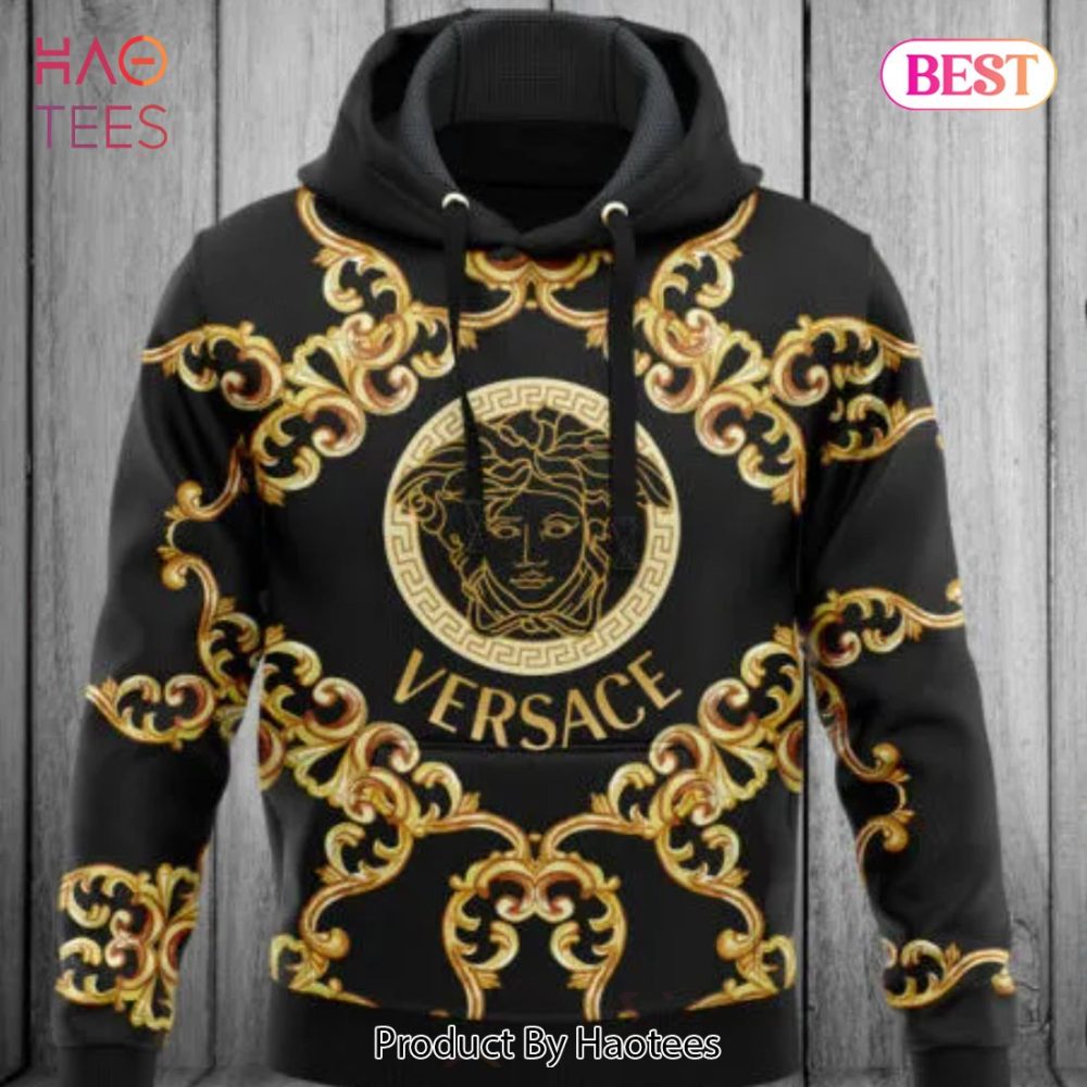 New Gianni Versace Black Gold Unisex Hoodie For Men Women Luxury Brand Clothing Clothes Outfit Trend