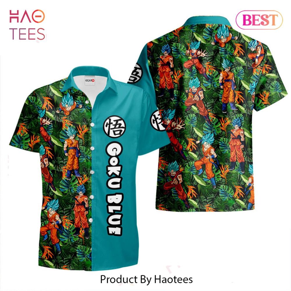 Goku Blue Hawaiian Shirts Custom Anime Merch Clothes For Men Women