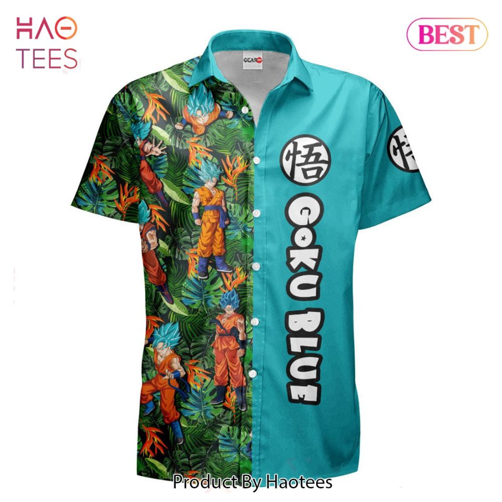 Goku Blue Hawaiian Shirts Custom Anime Merch Clothes For Men Women - Image 2