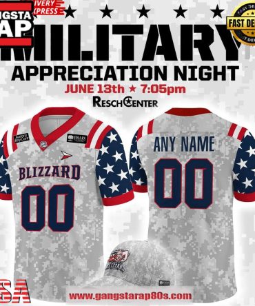 Green Bay Blizzard Military Night 2025 Special Custom Name Number Football Jersey