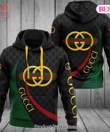 Gucci Black Green Unisex Hoodie Gucci Logo Hoodie For Men Women