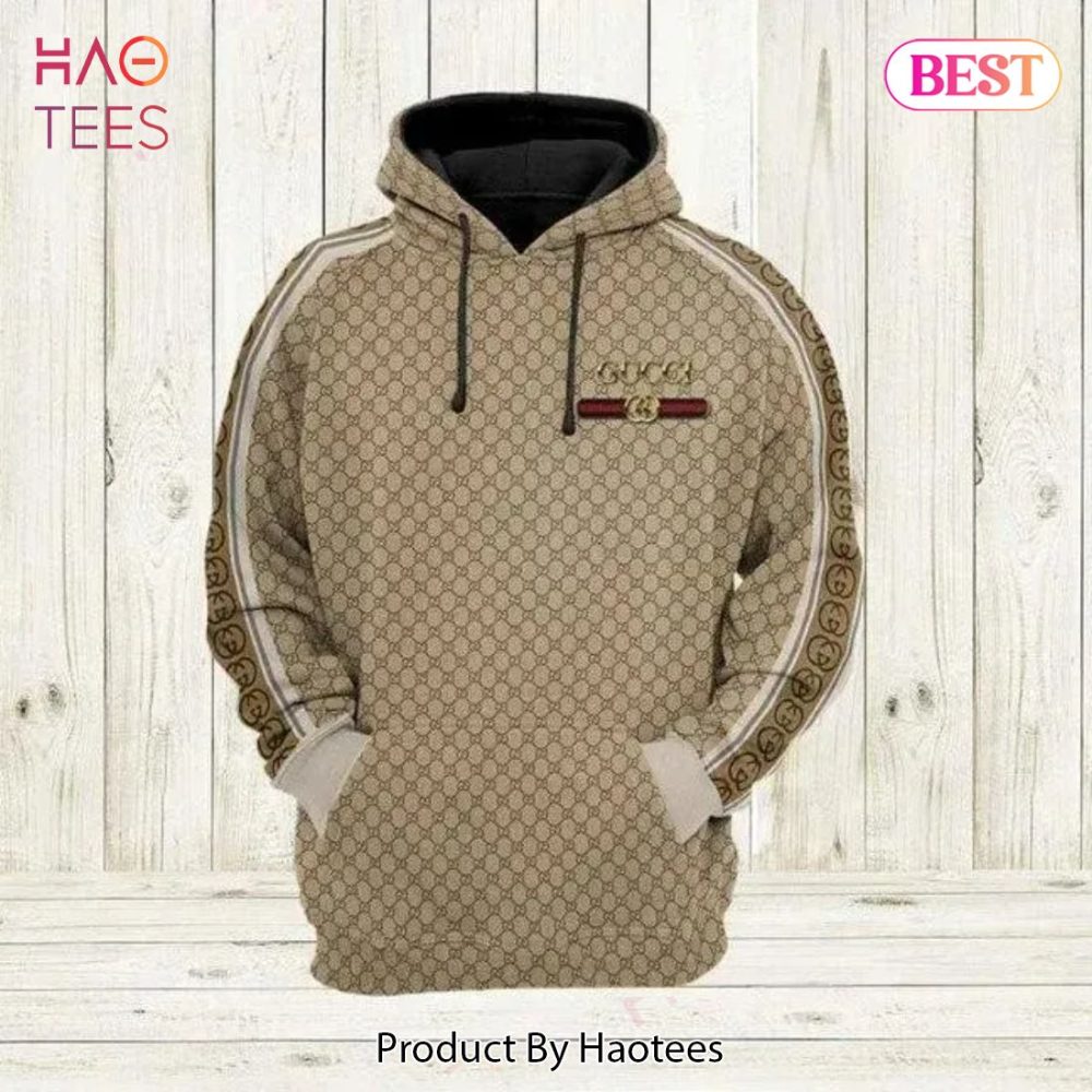 Gucci Brown Unisex Hoodie Gucci Logo Hoodie For Men Women