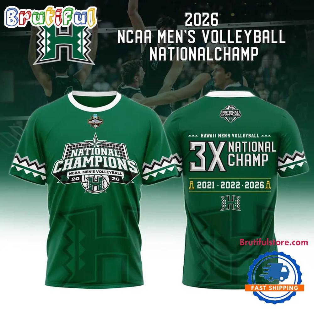 Hawaii Rainbow Warriors 2026 Ncaa Men'S Volleyball National Champions 2026 3D Shirt