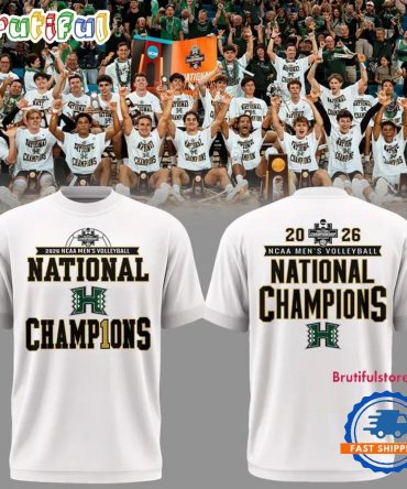 Hawaii Rainbow Warriors Men'S Volleyball National Champions 2026 White T Shirt