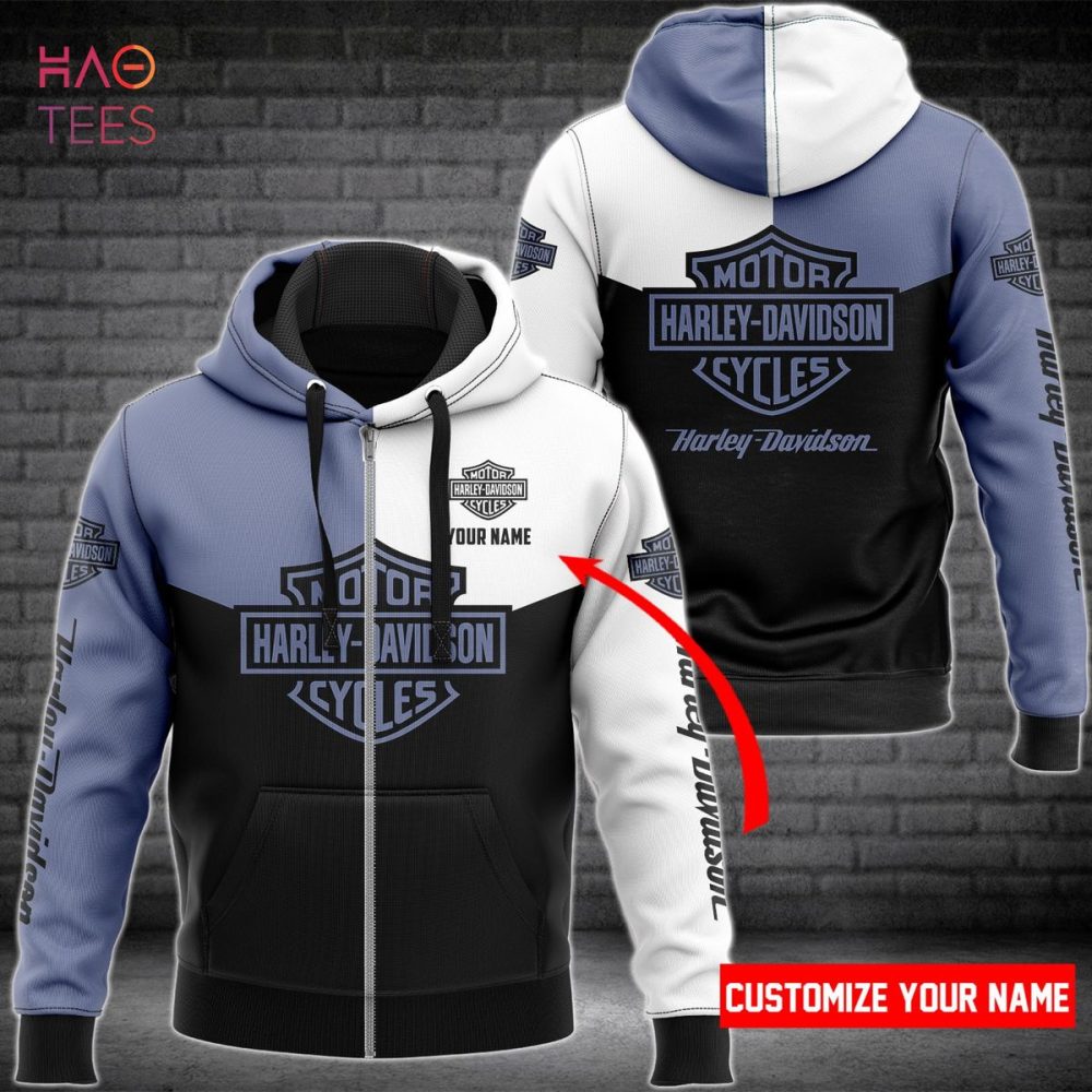 Harley Davidson Black Ble White Luxury Hoodie Limited Edition