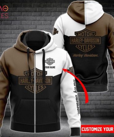 Harley Davidson White Black Brown Luxury Hoodie Limited Edition